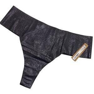 Skims Free Cut Dipped Thong in Onyx Foil 4X Intimate Lingerie